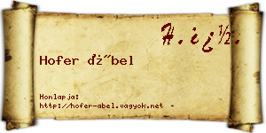 Hofer Ábel névjegykártya