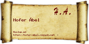 Hofer Ábel névjegykártya
